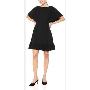 Nanette Lepore Women Stretch Crepe Lattice Flounce Hem Caplet Dress Size 10